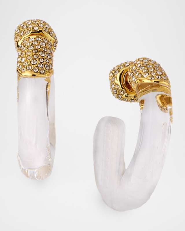 Liquid Lucite Crystal Front Back Hoop Earrings